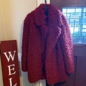 Forever 21 Burgundy Teddy Jacket